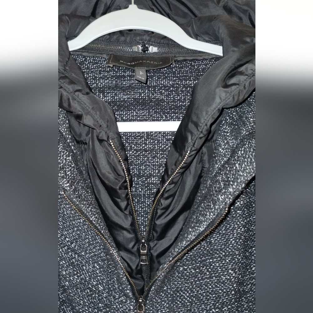 BCBG MAXAZRIA "NATHYN" DOUBLE LAYER JACKET- REMOVABLE HOOD ~SIZE XS ~ GRAY/BLACK - Picture 7 of 16
